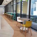 Tokio Marine | Product Seen: [Apex Bar Table - W1600 , Kami Barstool - Wood, Plug + Round Leg Side Chair & Customised Laminated Top + Focal Table Base]